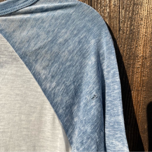 Forever 21 Blue & White Baseball Tee Three Quarter Length Tee Shirt - Picture 4 of 8